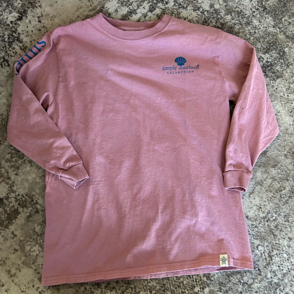 Simply Southern Pink Tee with Blue Logo